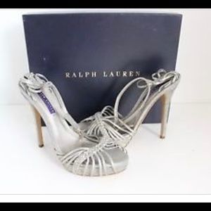 Sz 8 RL Collection Silver Metallic Suede Heels